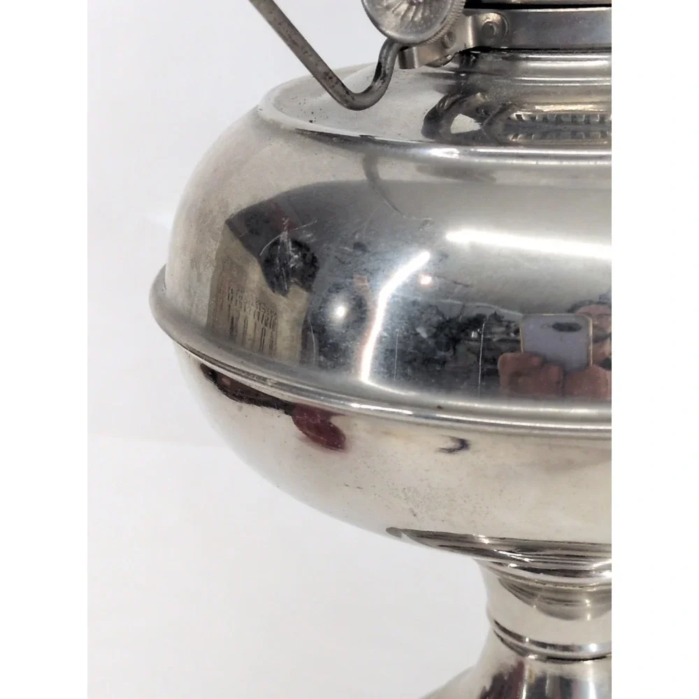 Antique Rayo Nickel Plated Kerosene Oil Lamp Center Draft